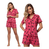 Pijama Feminino Americano Adulto Blogueira Com Botões