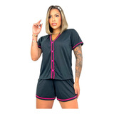 Pijama Feminino Americano Botões Para Amamentação Baby Doll