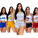 Pijama Feminino Baby Doll Kit Com 3 Confortável Atacado Sexy