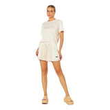 Pijama Feminino Curto Blusa M Curta E Short Linho Macio