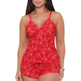 Pijama Feminino Em Liganete Estampado Sem Bojo Premium