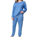 Pijama Feminino Inverno Fechado Manga Longa Calça Poá R 923