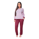 Pijama Feminino Inverno Malha Pv Premium Longo Confortável