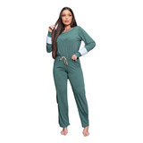 Pijama Feminino Longo De Frio Confortável Malha Pv Premium