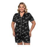Pijama Feminino Plus Size Blogueira Baby Doll Americano