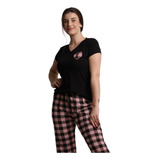 Pijama Feminino Xadrez Bordado