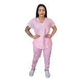 Pijama Hospitalar Cirúrgico Rosa Claro Clássico Enfermagem