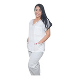 Pijama Hospitalar Conjunto Scrub Branco Oxford Enfermagem
