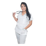Pijama Hospitalar Conjunto Scrub Branco Oxford