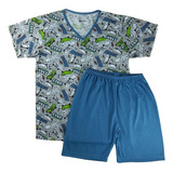 Pijama Infantil Grappin Tamanho 2 Ao 16 Masculino Curto Manga E Short Decote V Malha Pv