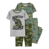 Pijama Infantil Importado 4 Peças Dinossauro verde