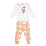 Pijama Infantil Kyly Blusa Manga Longa E Calça Menina Branco