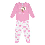 Pijama Infantil Kyly Blusa Manga Longa E Calça Menina Rosa