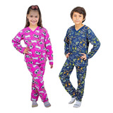 Pijama Infantil Manga Longa Flanelado Menino Tamanhos 4 6 8