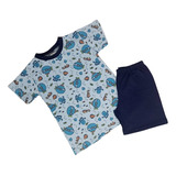 Pijama Infantil Menino Shorts Com Camiseta 100 Algodão
