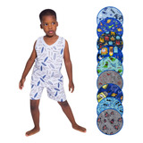 Pijama Infantil Regata Algodão Nenê Masculino Verão 123