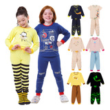 Pijama Infantil Unissex Algodao Frio Conforto Estilo 2 Peças