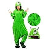 Pijama Kigurumi Adulto Monstro Mike Fantasia Cosplay Pelúcia Macacão Com Capuz Confortável Tamanho P