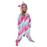 Pijama Kigurumi Infantil Unicórnio Estrelinha Estrela Colorido Original De Pelúcia Macia Menina Macacão Com Capuz Confortável 8 