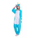 Pijama Kigurumi Macacão Adulto Unicornio Azul