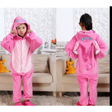 Pijama Kigurumi Macacão Fantasia Stitch Angel Rosa Ohana