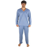 Pijama Longo Adulto Masculino Blusa Manga Comprida E Calça