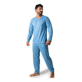 Pijama Longo Adulto Masculino Blusa Manga Comprida E Calça