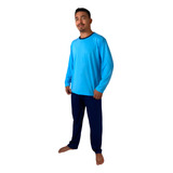 Pijama Longo Adulto Masculino Blusa Manga Comprida E Calça