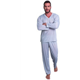 Pijama Longo Adulto Masculino Blusa Manga Comprida E Calça