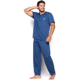 Pijama Longo Adulto Masculino Calça Longa E Manga Curta