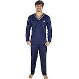 Pijama Longo Adulto Masculino Manga Comprida E Calça 080  Azul  G 