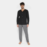Pijama Longo Com Abertura Malwee Masculino Algodão G