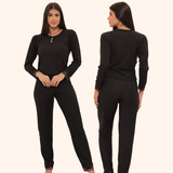 Pijama Longo De Frio De Inverno Feminino Canelado