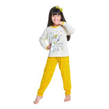 Pijama Longo Infantil Menina Com Estampa Inverno Manga Longa