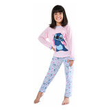 Pijama Longo Infantil Menina Inverno Manga Comprida Desenhos
