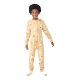 Pijama Macacão Infantil Unissex Em Moletom Peluciado