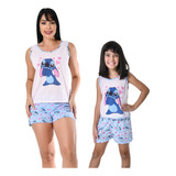 Pijama Mae E Filha Baby Doll Curto Verão Adulto Infantil