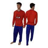 Pijama Masculino Adulto Inverno Longo Pai Superherói Estampa