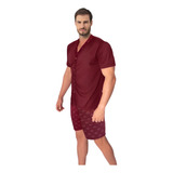 Pijama Masculino Botão Adulto Blusa Manga Curta E Shorts