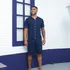 Pijama Masculino Botão Americano Blusa Manga Curta E Shorts
