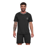 Pijama Masculino Curto Adulto Camiseta E Short Malha Pv
