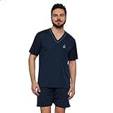 Pijama Masculino Curto Malha Fria Confortável Para O Verão M VESTE 40 42 AZUL