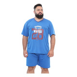 Pijama Masculino De Verão Plus Size Blusa Meia Manga E Short