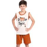 Pijama Masculino Infantil Curto Menino Confort Tigre