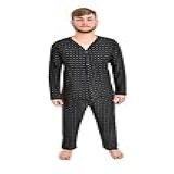 Pijama Masculino Liganete Longo Aberto Botões G Preto Gravataria 