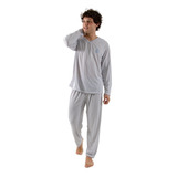 Pijama Masculino Longo Aldulto Manga Curta E Calça Longa