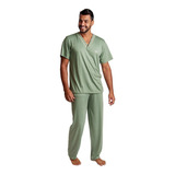 Pijama Masculino Longo Blusa Meia Manga Malha Inverno