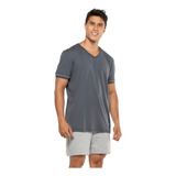 Pijama Masculino Manga Curta Verão Premium Liso 100 Algodão