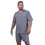 Pijama Masculino Verão Com Manga Curta E Bermuda Malha Pv BR Alfa PP Regular Regular Cinza Mescla 