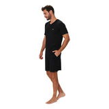 Pijama Masculino Verao Manga Curta Viscolycra Liso